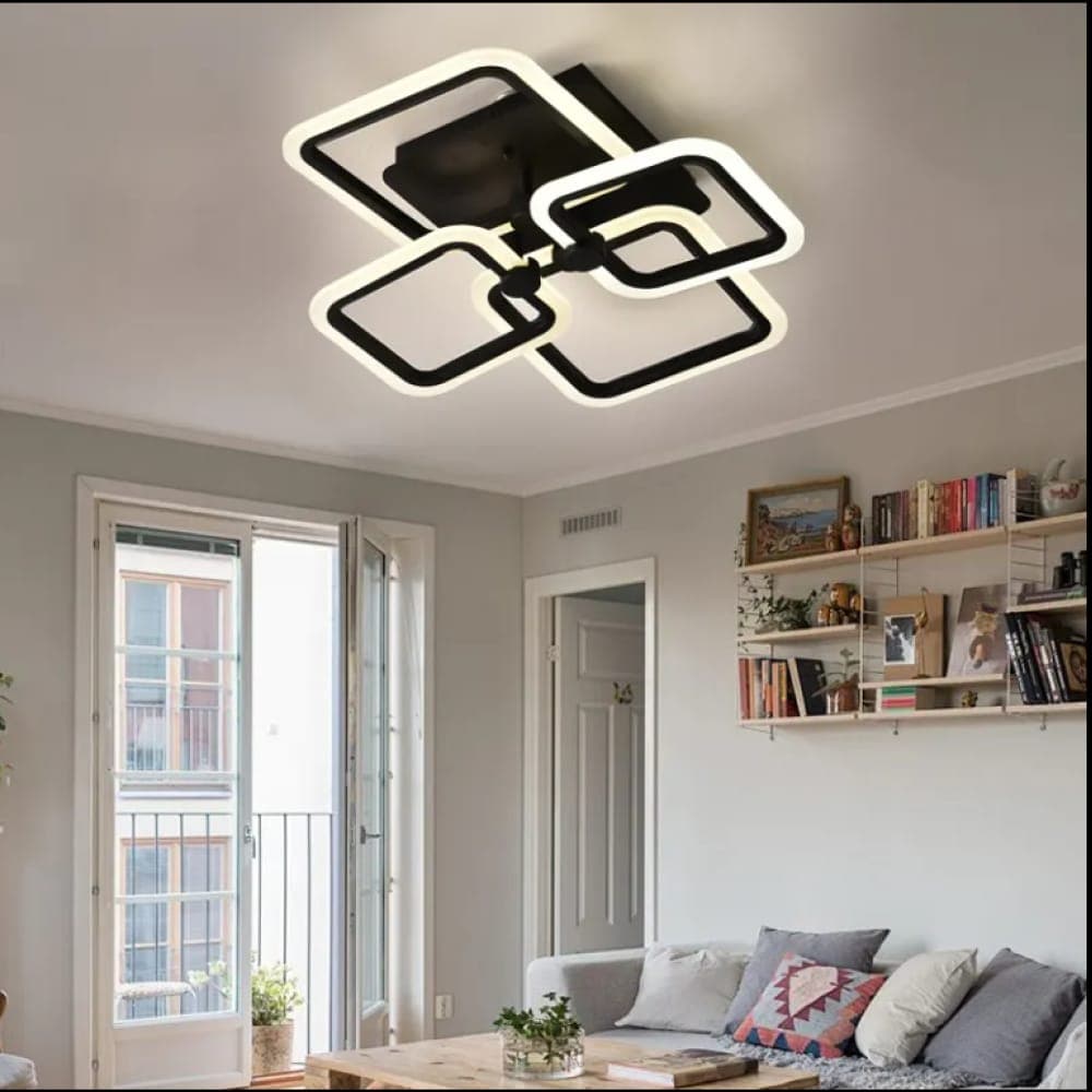 Lustra led neagra 80W Cu 4 Brate 3 Culori 600X120Mm