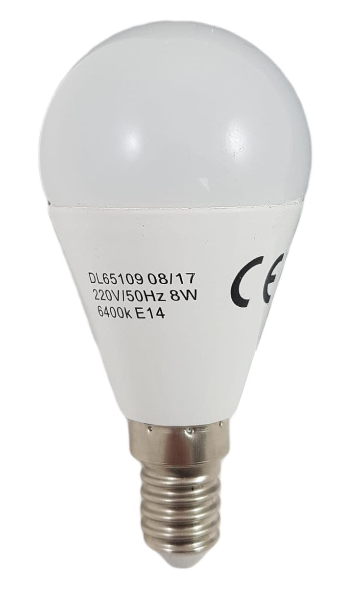 Bec Led Sferic E14, model G45, 8W=60W, lumina calda