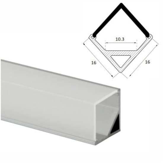 Profil banda LED, montaj aplicat pe colt, aluminiu, 1m