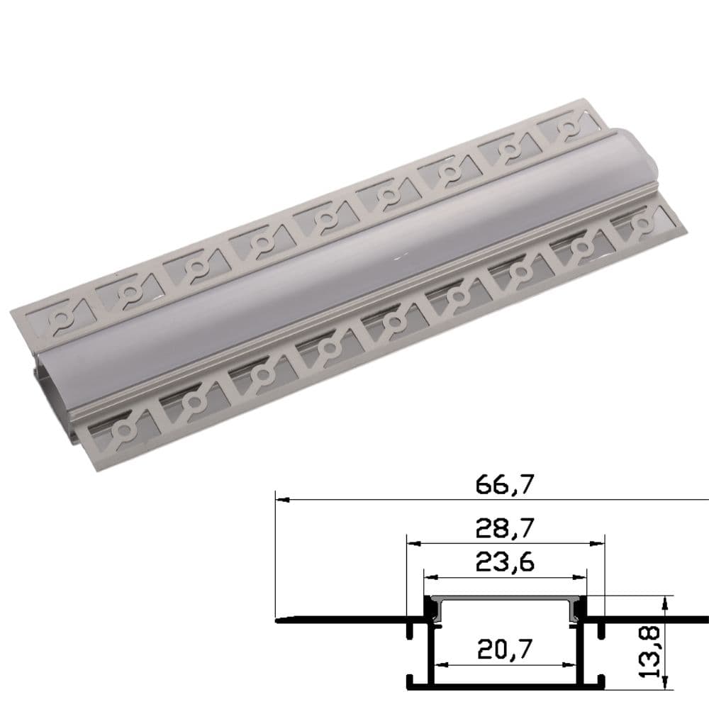 Profil din aluminiu pentru banda led montat incastrat rigips 1m