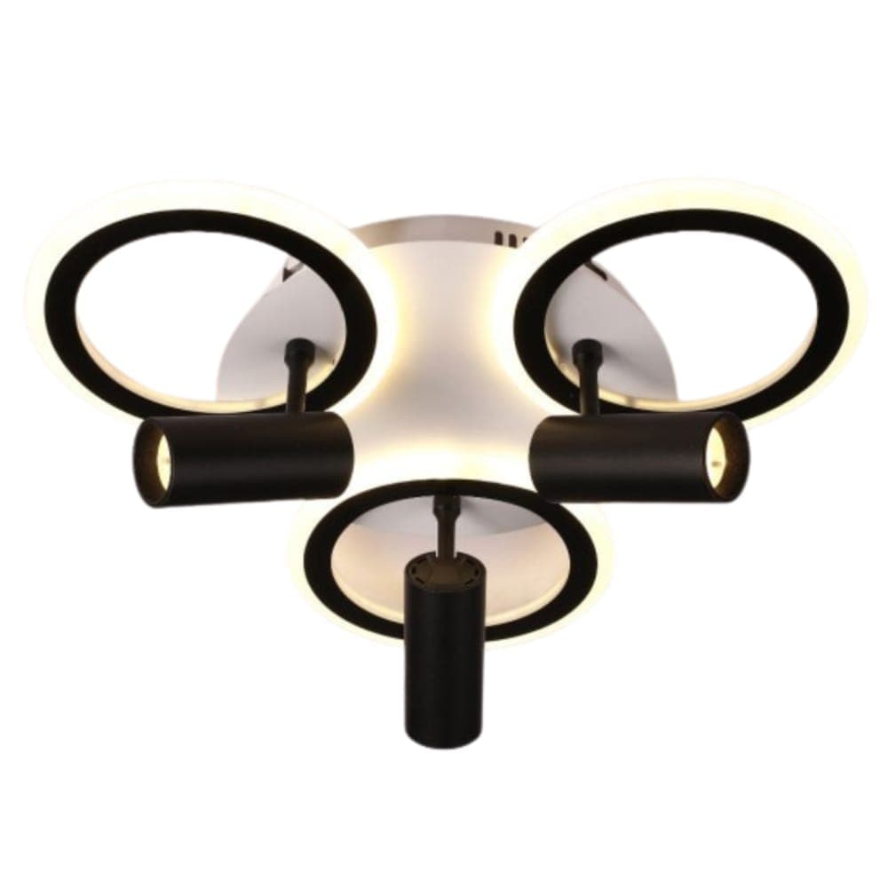 Plafoniera LED Neagra 65W cu Spot si Telecomanda – 3 Temperaturi de Culoare