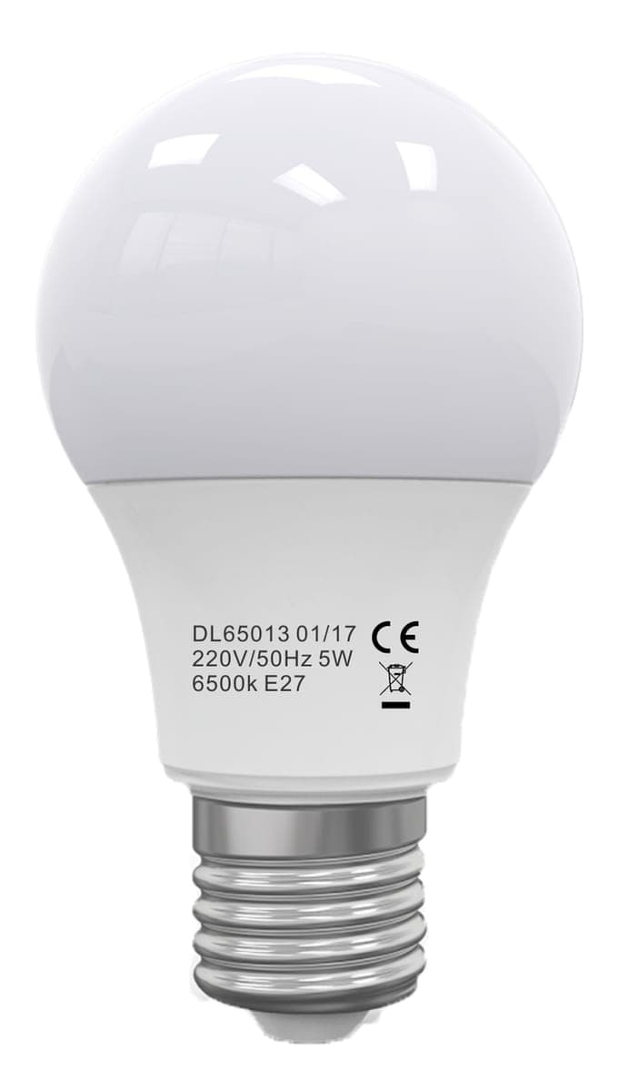 Bec Led E27, model glob A60, 5W=45W, lumina rece, A60, ore functionare 15.000