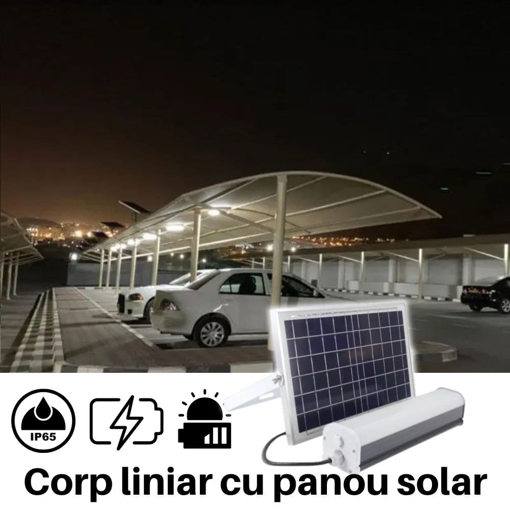 Corp liniar led cu panou solar 6V/6W 300X72X68mm  - 30W