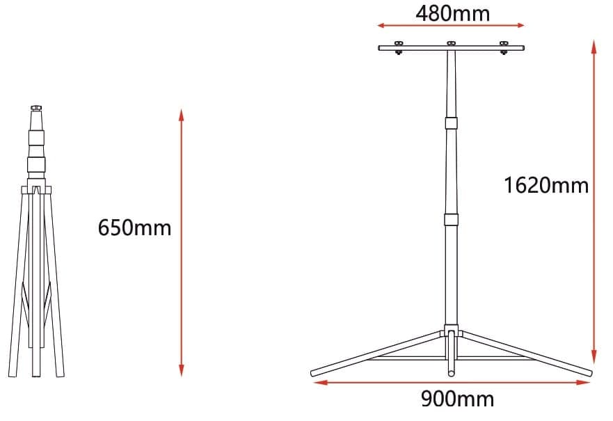 Trepied proiector reglabil pentru 2 proiectoare, 1620 mm