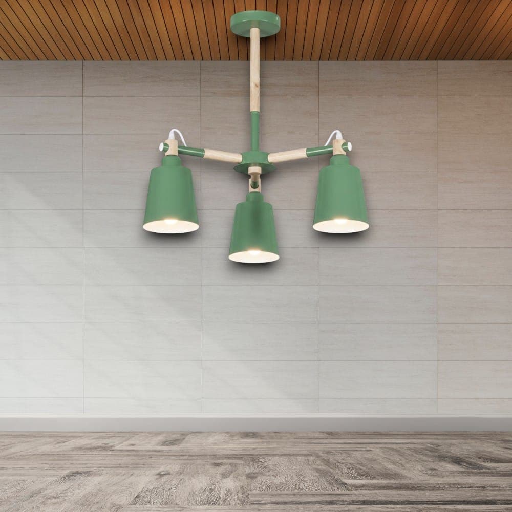 Lustra cu 3 brate E27, design modern, culoare verde.