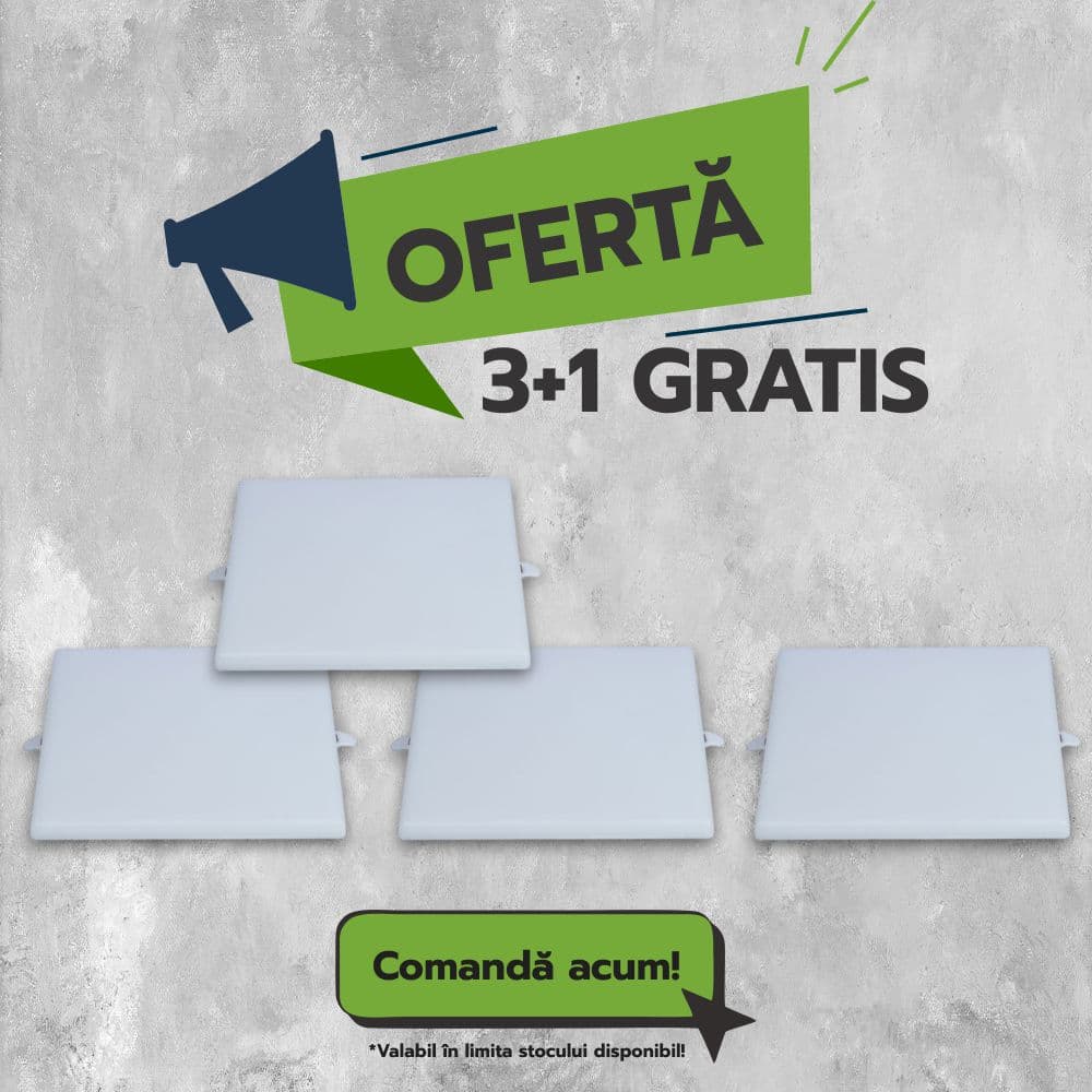 Spot Led Luna fara rama, 120x120mm, 14W=130W, 6000K, lumina rece, 3+1GRATIS