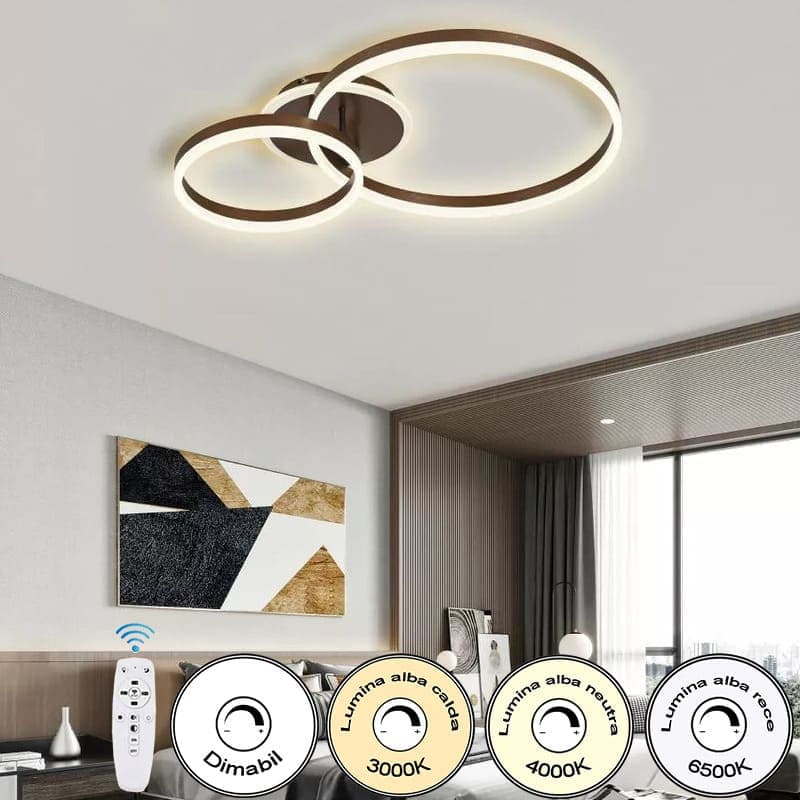 Lustra Led  cercuri 95w/5100lm  cu Telecomanda 300+500mm