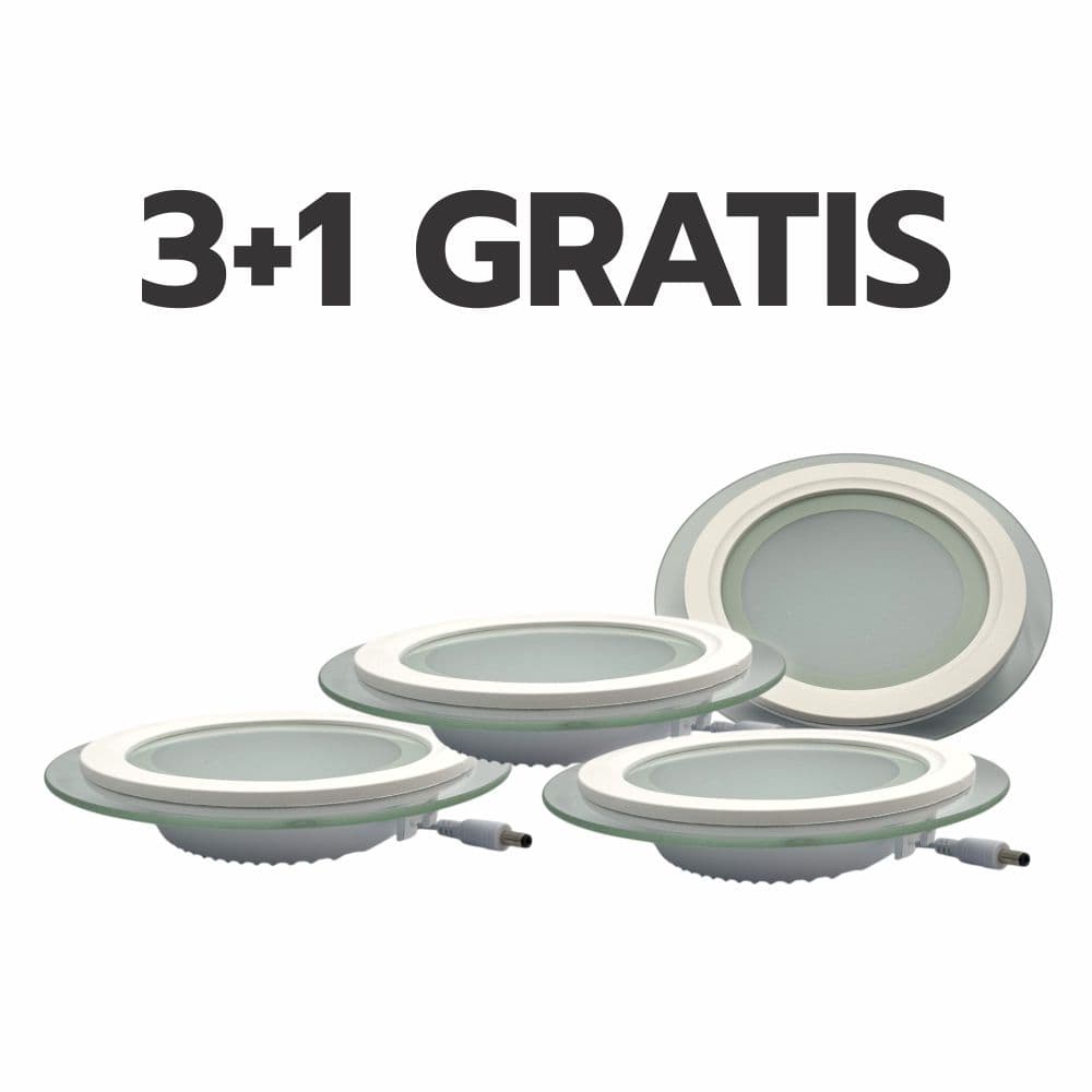 Spot Led Rotund Rama Transparenta, 12W, 6500K, 600Lm, 3+1GRATIS