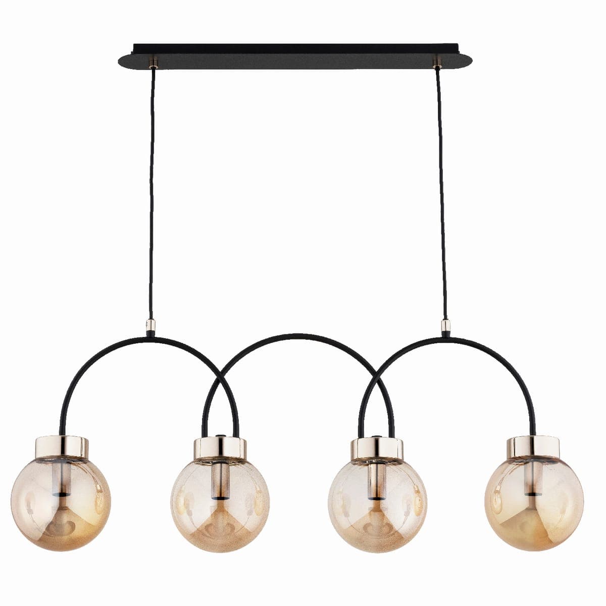 Lustra Pendul Alfa Darso Neagra & Aurie 4xE14