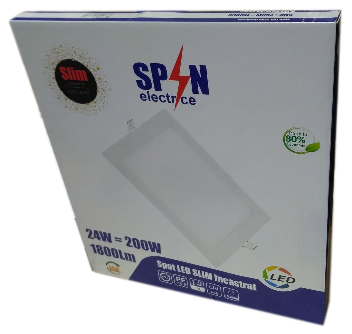 Spot Led Slim incastrat Patrat 300x300mm, 24W=200W, 6400K, lumina rece