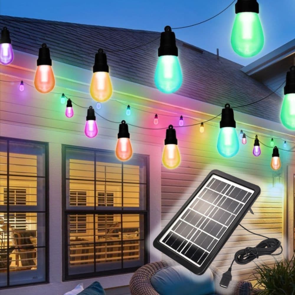 Ghirlandă solară 6.5m cu 10 becuri RGB SPIN