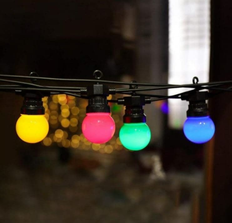Pachet ghirlandă luminoasă 20m E27 IP65 cu 20 becuri LED colorate SPIN