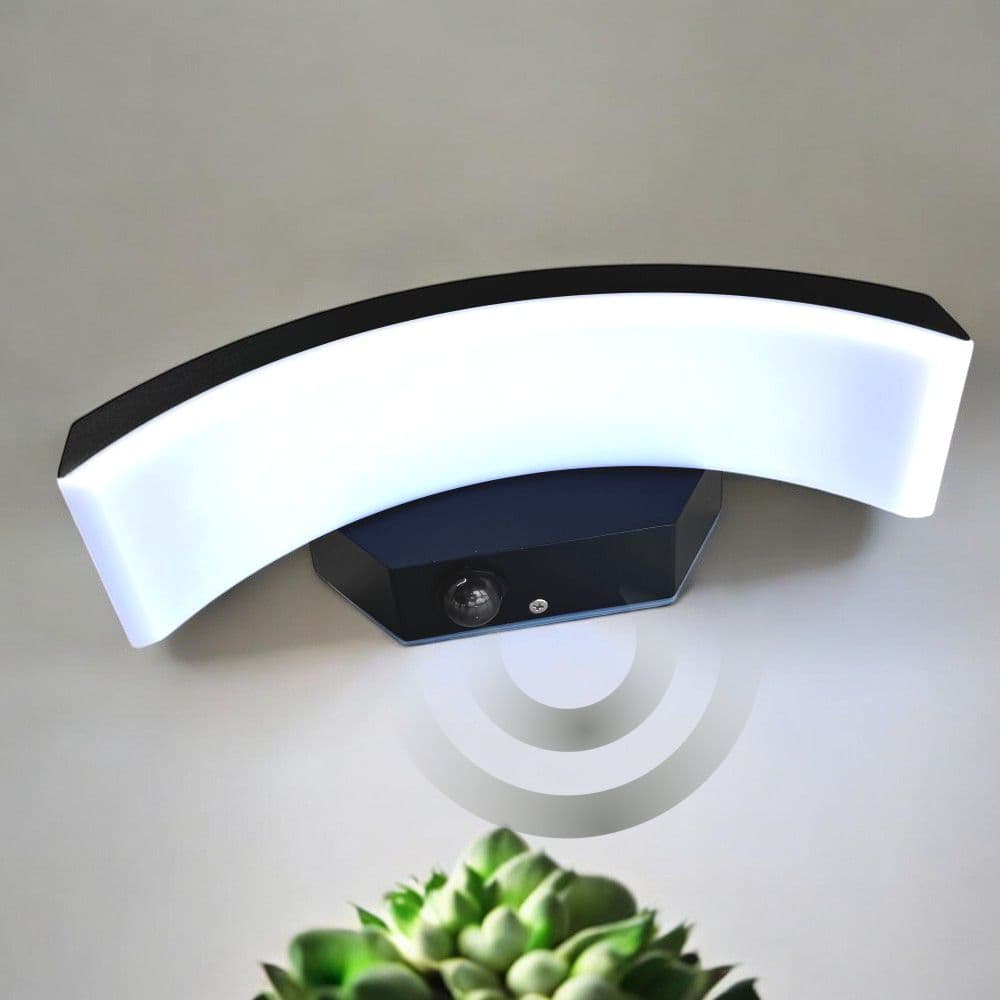 Aplica LED concava cu senzor neagra 24w IP65 3000K