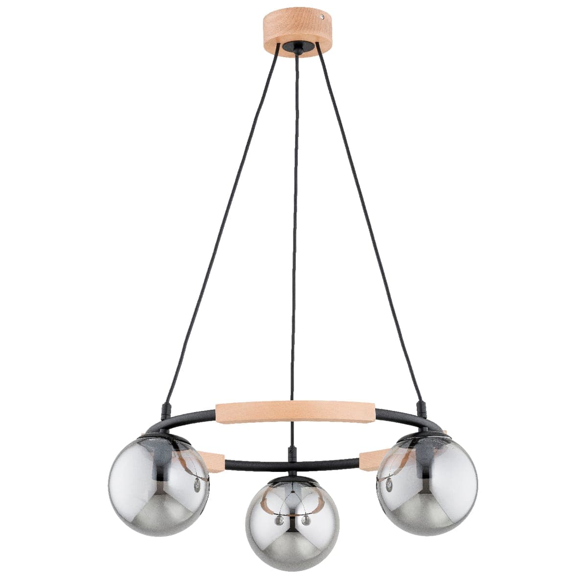 Lustra Pendul Alfa Aksja Lemn & Neagra 3xE14