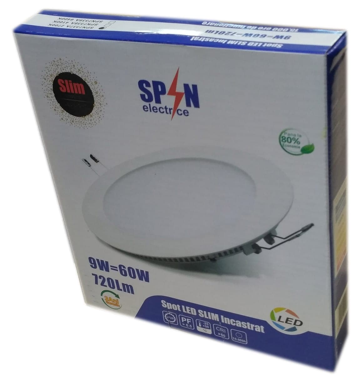 Spot Led Slim incastrat Ø145, 9W=60W, 2700K, lumina calda