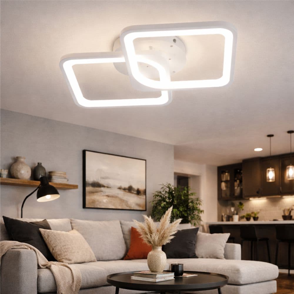 Lustra Led Patrate 50W Cu 2 Brate 3 Culori+Ir 550Mm X 115Mm