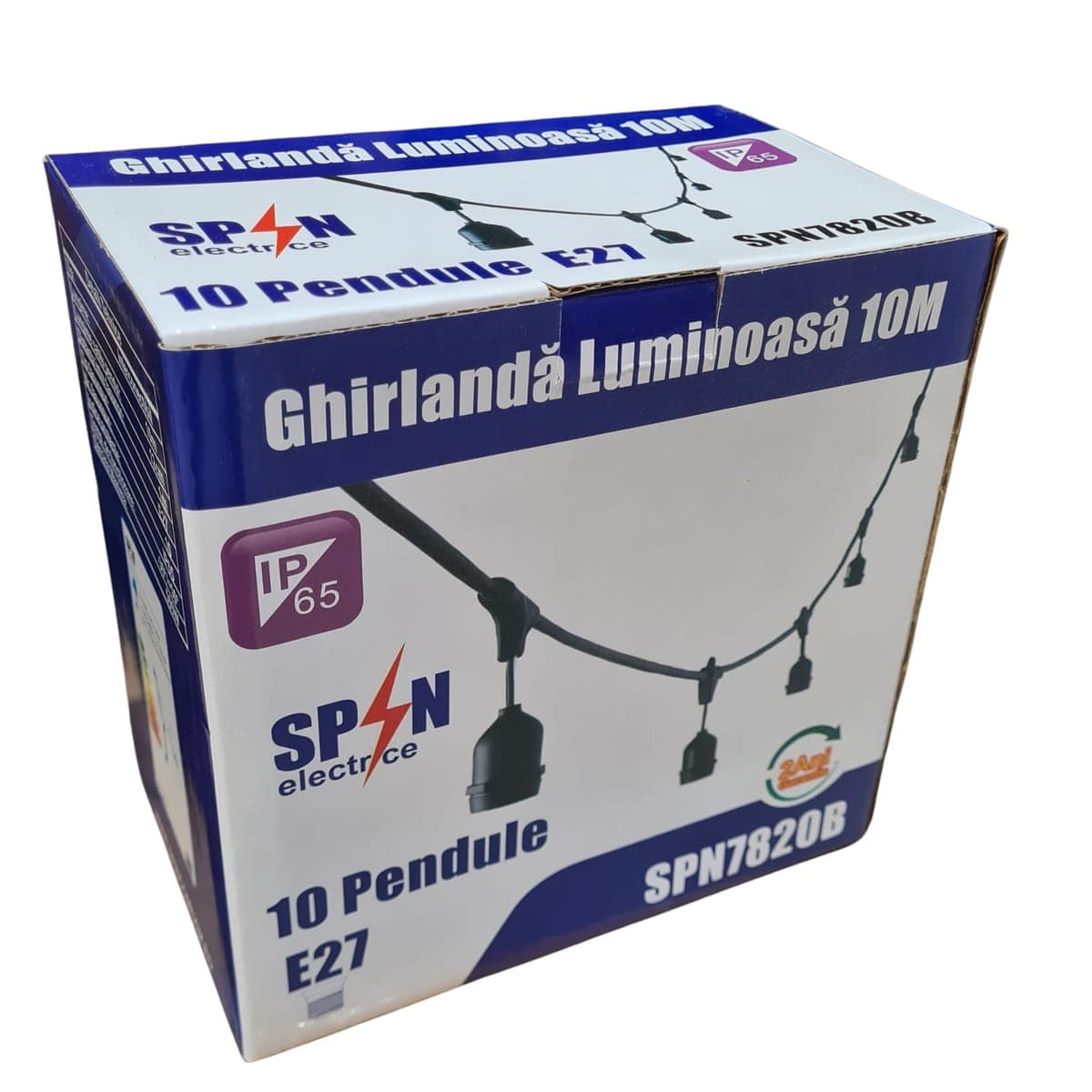 Ghirlandă luminoasă interconectabilă, evidențiind lungimea de 10m.