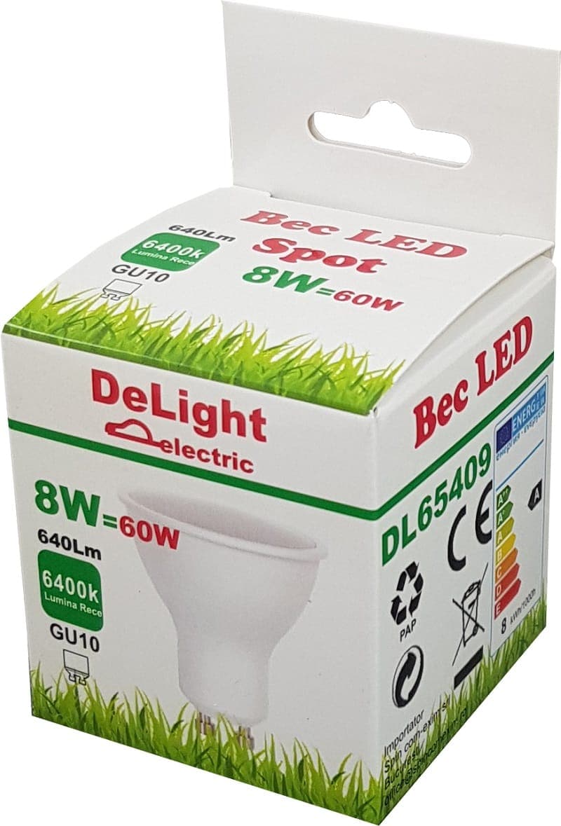 Bec Led GU10, model R50, 8W=60W, lumina rece