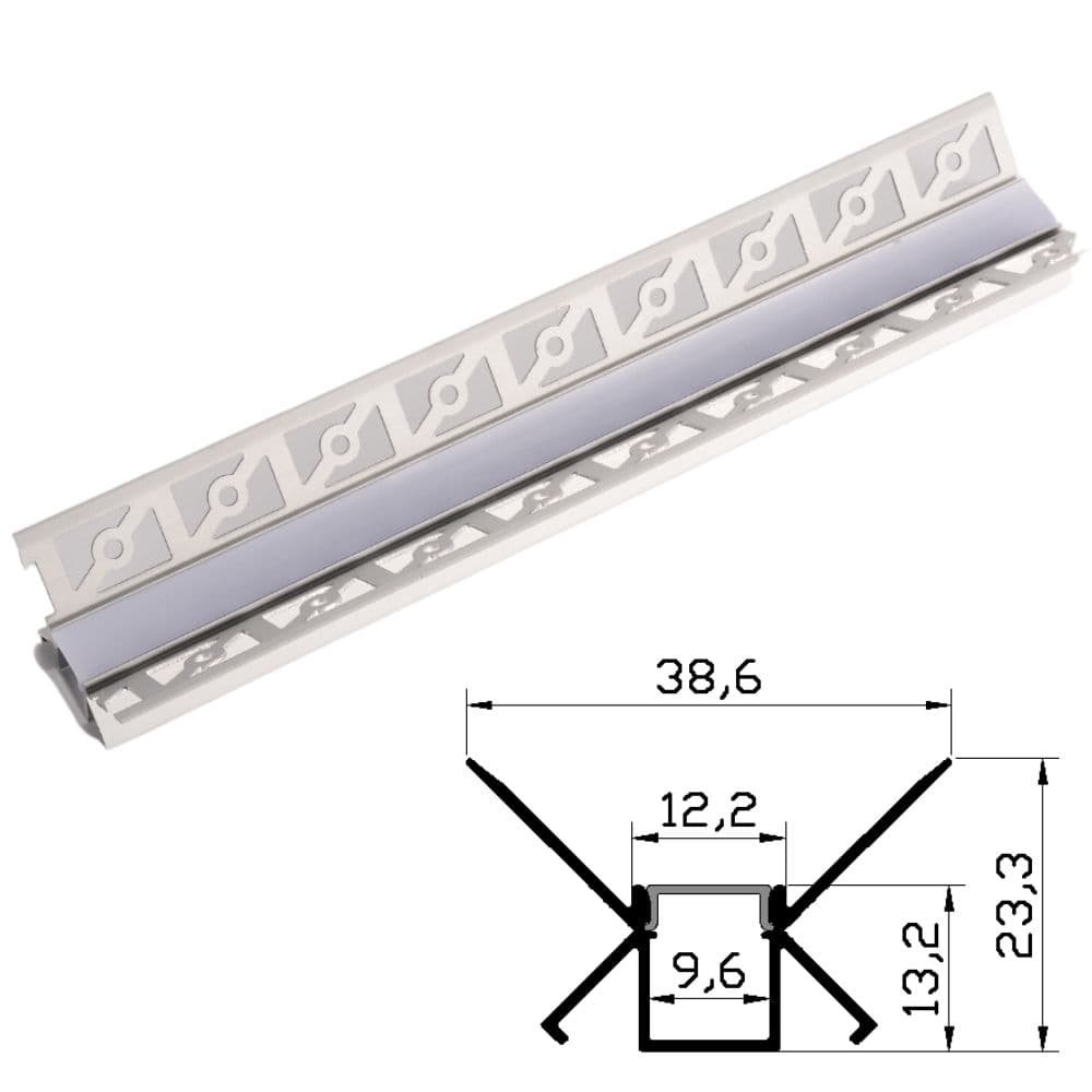Profil banda led aluminiu pentru rigips incastrat 1m