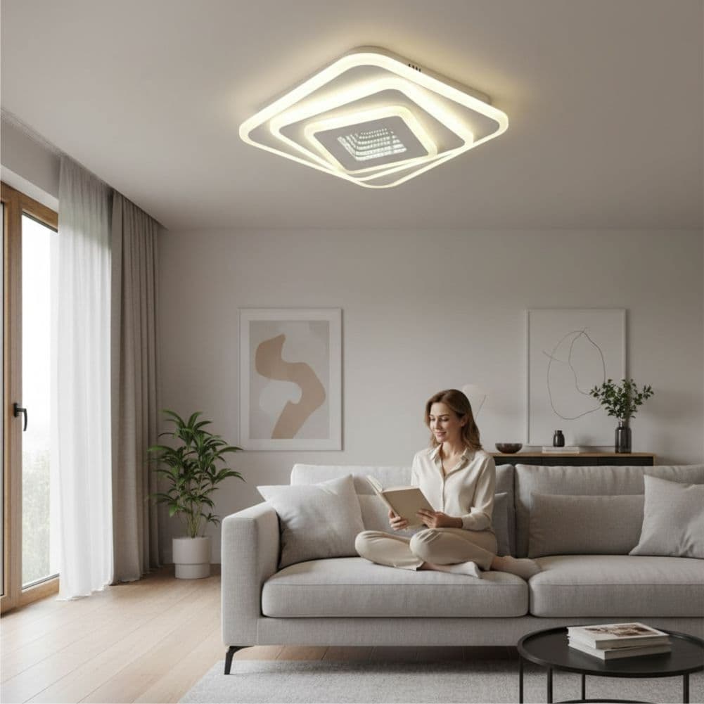Plafoniera LED Naiad 96W, 400x400x55mm, 6100lm, 3000k/4000k/6500k