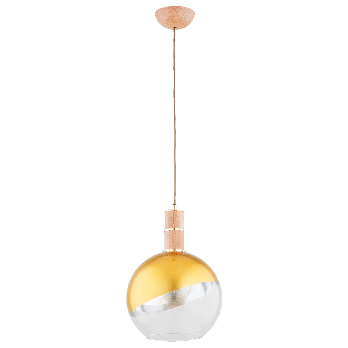 Lustra Pendul Alfa Livo Lemn & Aurie 1xE27