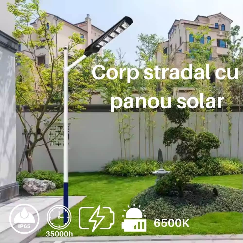 Corp Stradal  cu Panou Solar Monocristalin Integrat si telecomanda -  250W/6400k