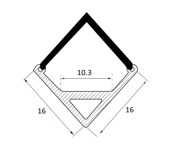 Profil banda LED, montaj aplicat pe colt, aluminiu, 1m