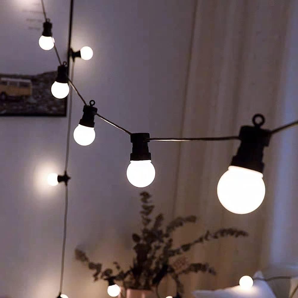 Pachet ghirlandă luminoasă 20m E27 IP65 cu 20 becuri LED 1W lumina rece SPIN