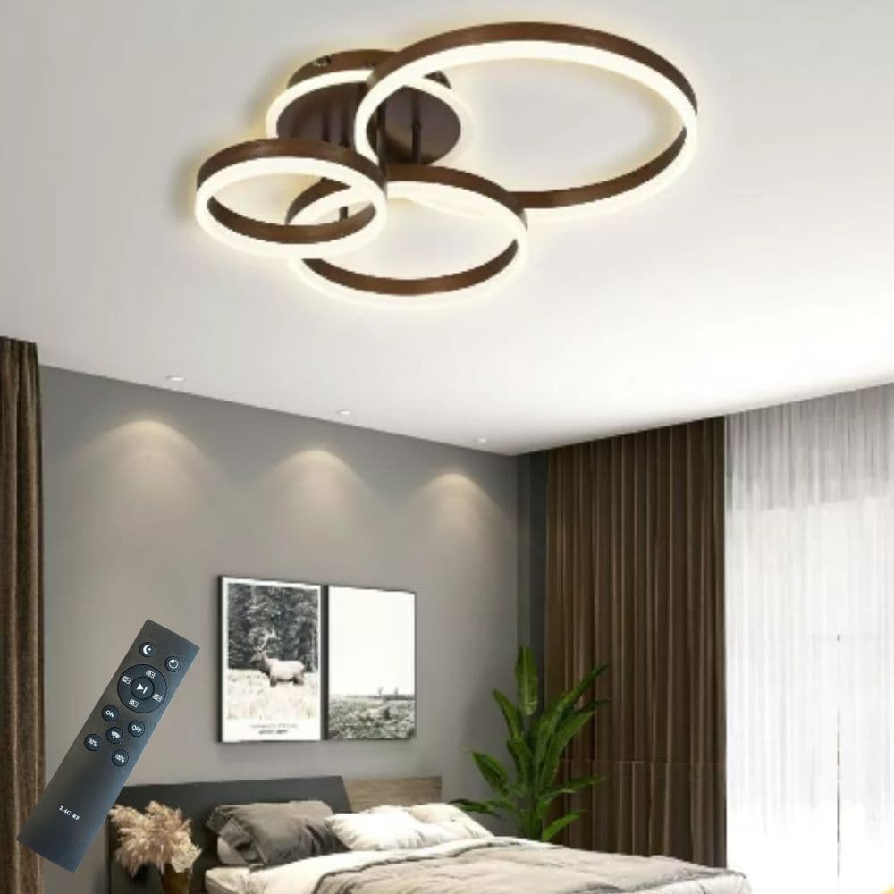 Lustra LED Living Suspendata 122W – 5900lm, Telecomanda, 3 Cercuri Concentrice