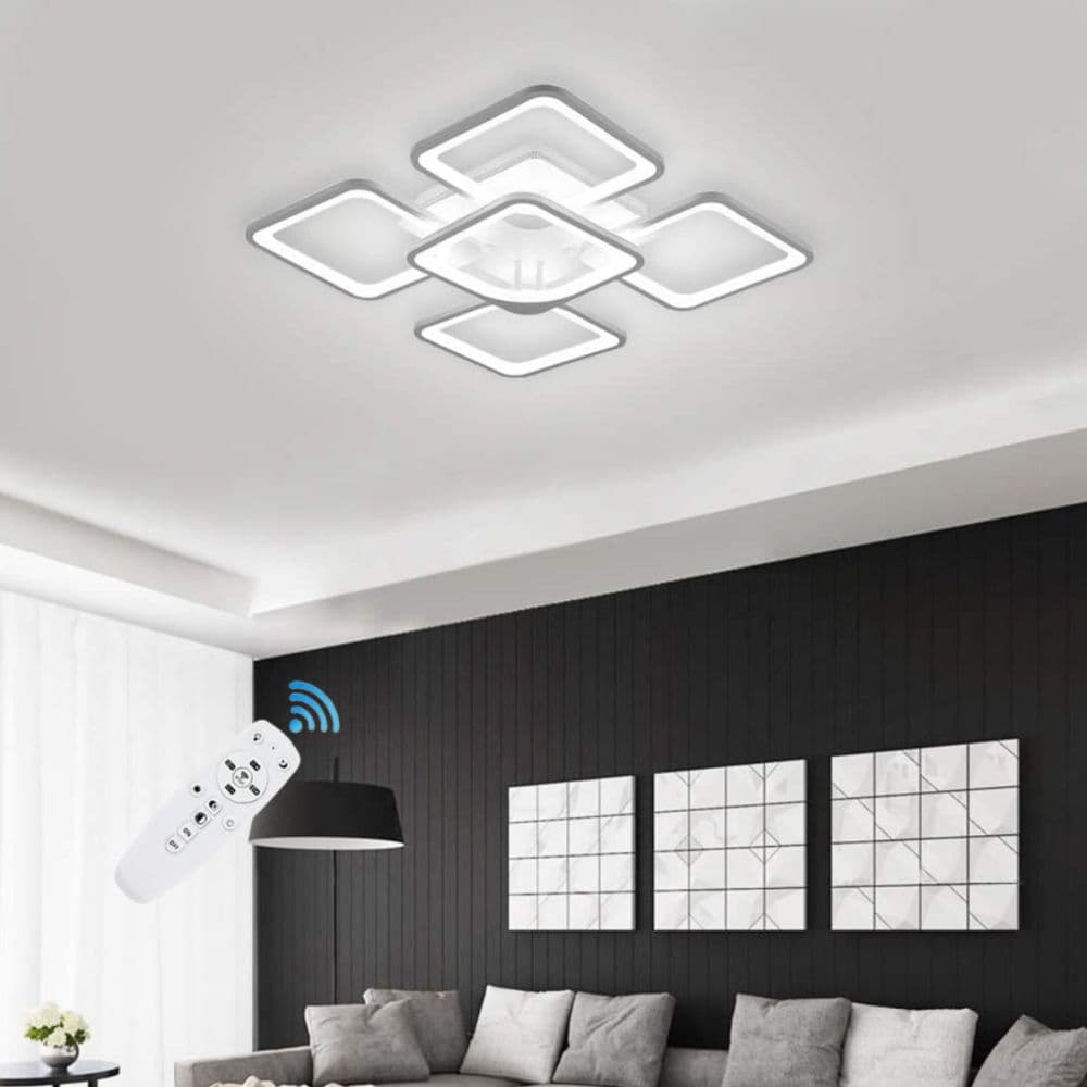 Lustra LED Patrata Living 5 Brate 104W – Telecomanda IR, 3 Temperaturi, 61cm