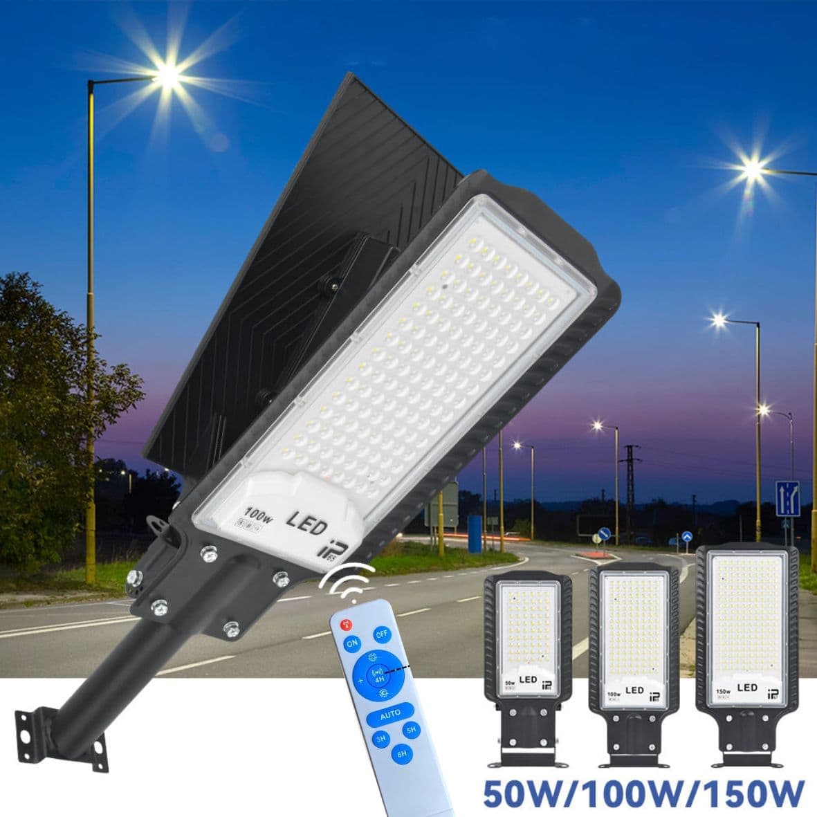 Lampa stradala solara , 100w , senzor crepuscular si proximitate