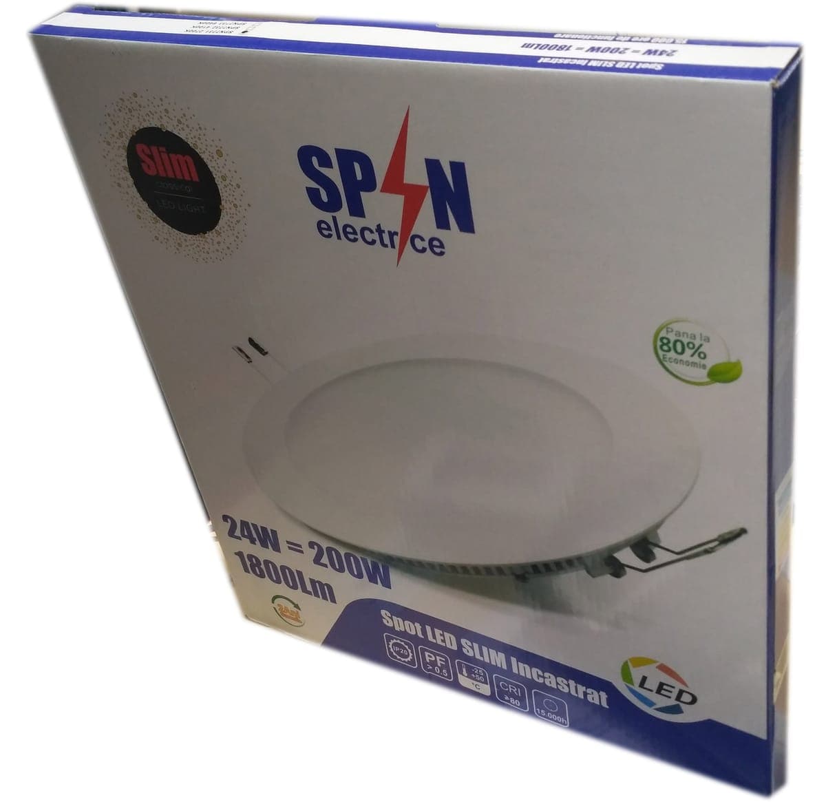 Spot Led Slim incastrat Ø300, 24W=200W, 6400K, lumina rece