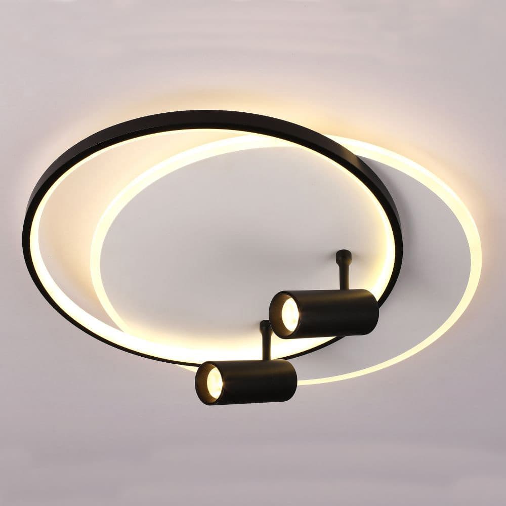 Plafoniera led neagra 60W cu spot si telecomanda 3000/4000/6500K