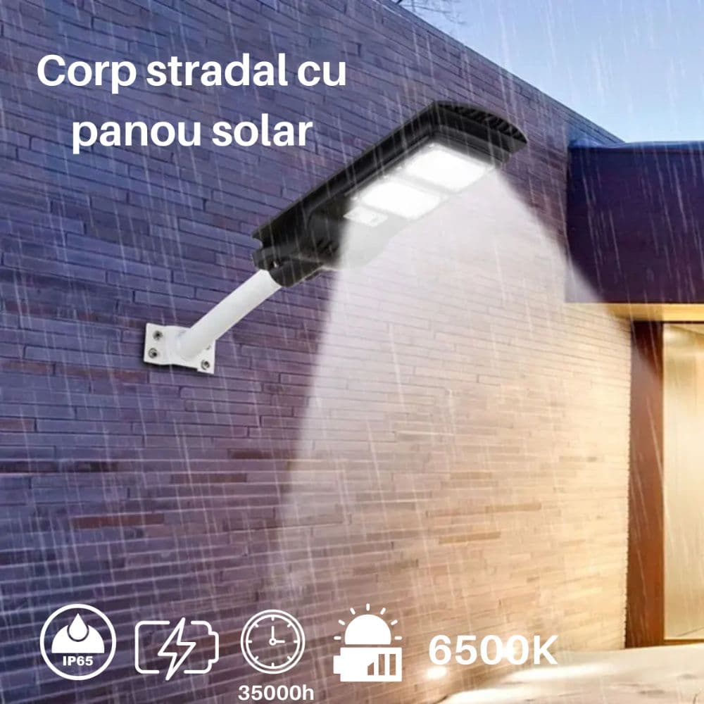 Lampa Stradala cu Panou Solar Monocristalin Integrat si telecomanda -  100W/6400k