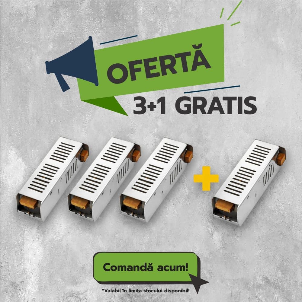 Sursa LED / Driver B. IP20, 220Vac - 12Vdc,  12.5A, 150W, 3+1GRATIS