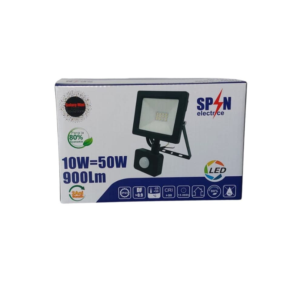 Proiector Led cu Senzor de Miscare 10W=50W,SMD Galaxy 6000K, lumina rece 165x118mm