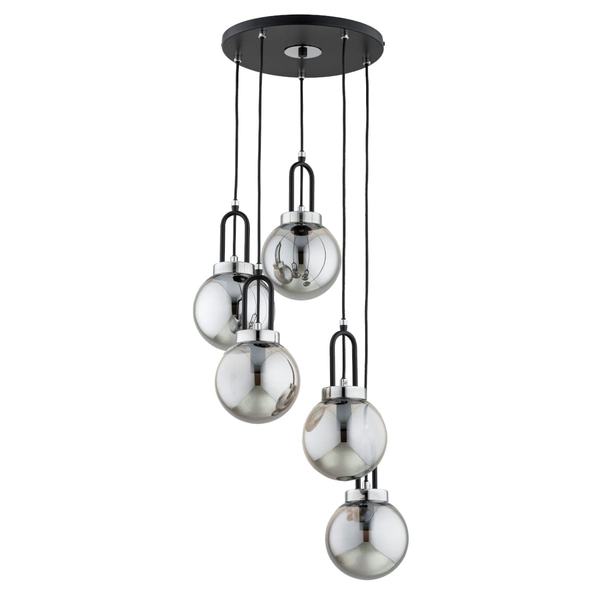 Lustra Pendul Alfa Atori Neagra & Chrome 5xE14