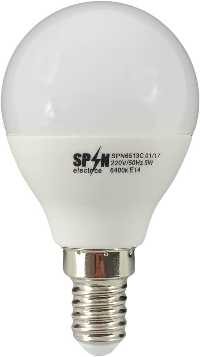 Bec Led Sferic E14, model glob G45, 5W=45W, lumina rece