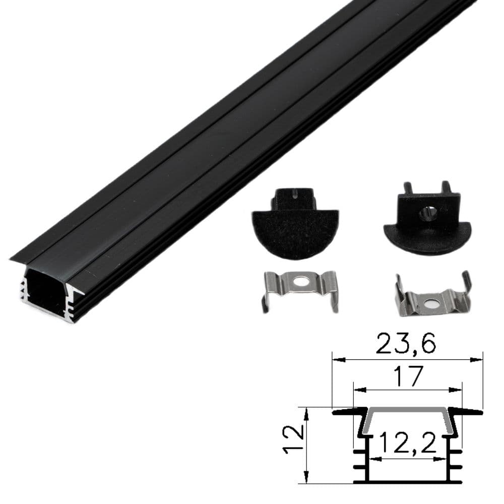Profil aluminiu negru pentru banda led 1m Colt