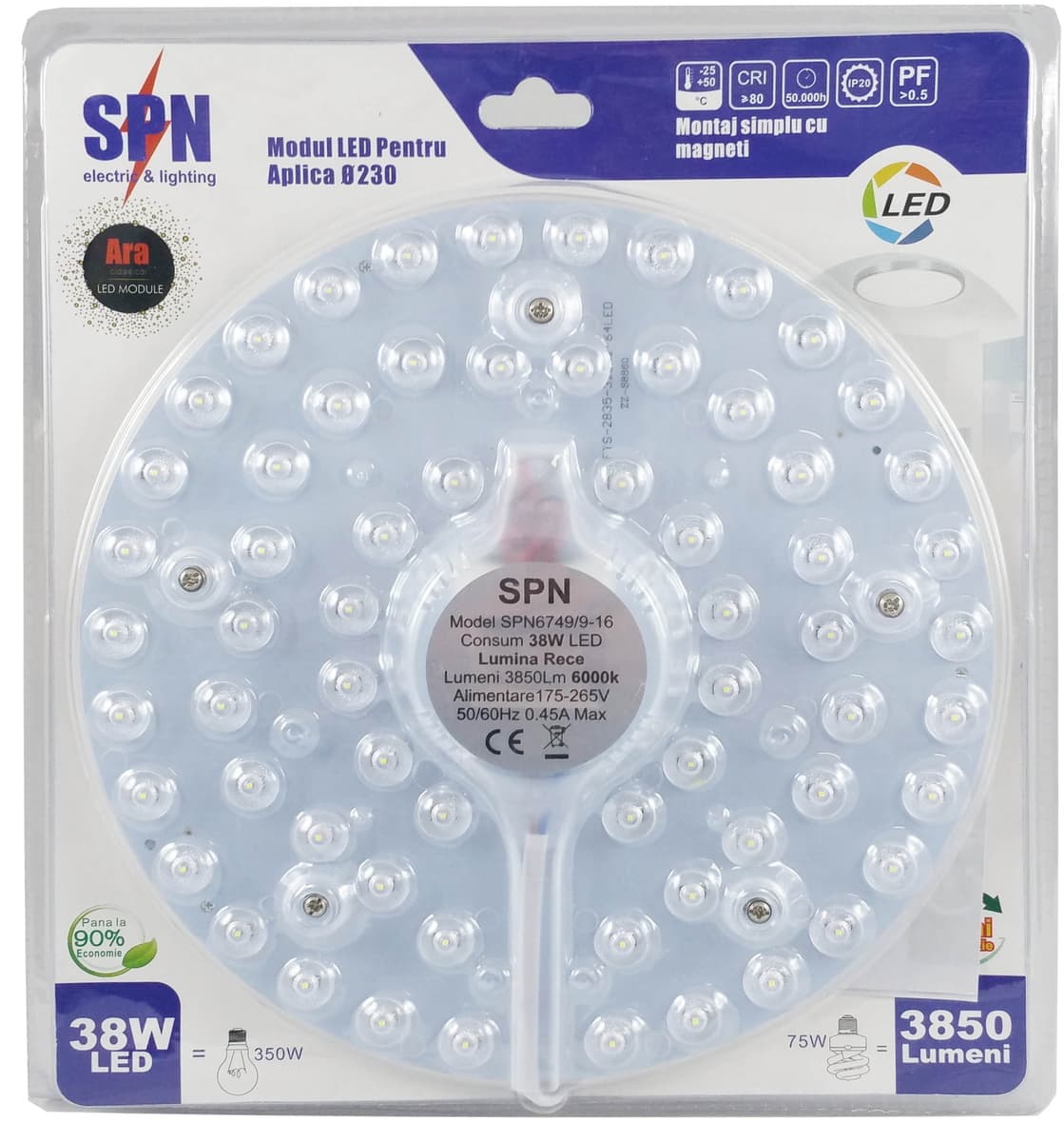 Modul Led pt Aplica Fi230, 38W=350W, 6000K, lumina rece