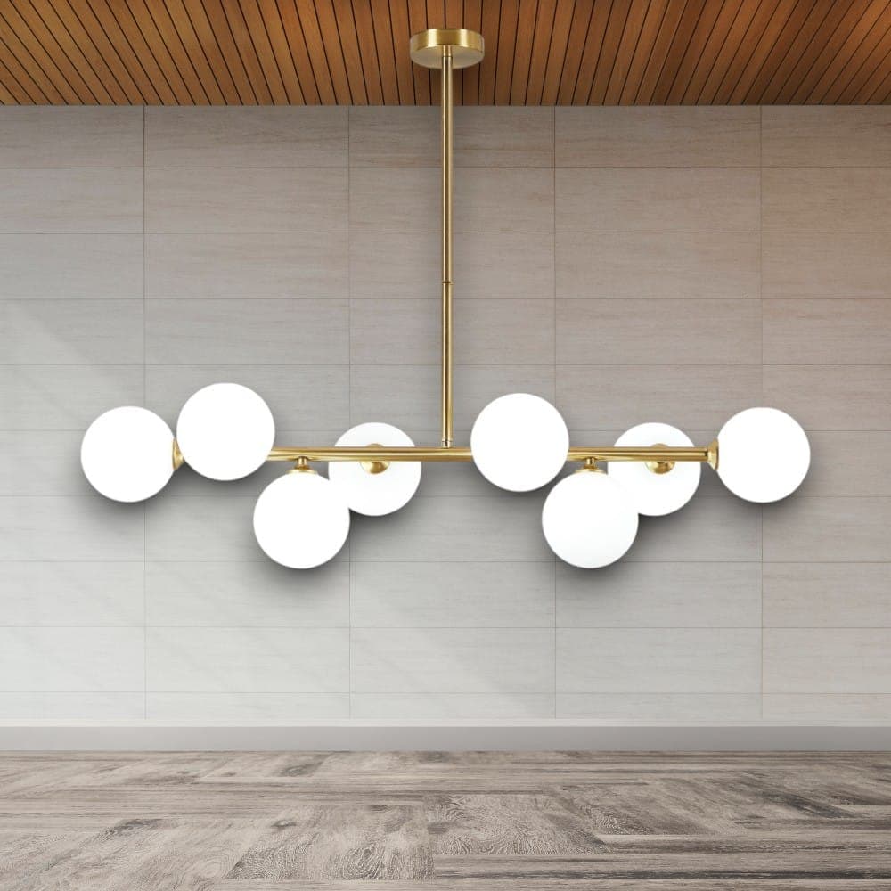 Lustra Suspendata Cu Abajur Aether, 92 x 70 cm, Glob Ø 13cm, 8x10W E27