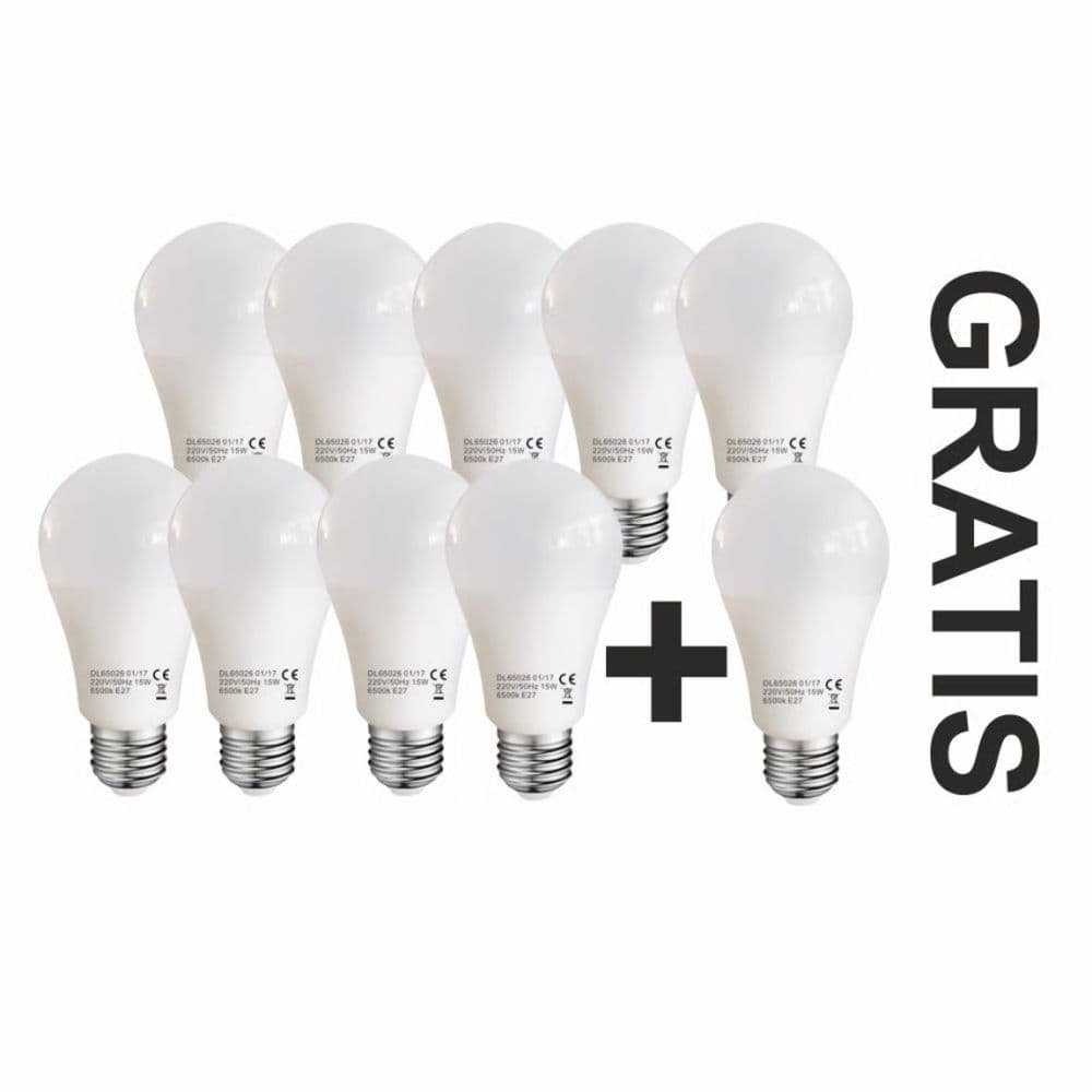 Bec Led E27 model glob A60 15W=120W lumina rece 9+1 GRATIS