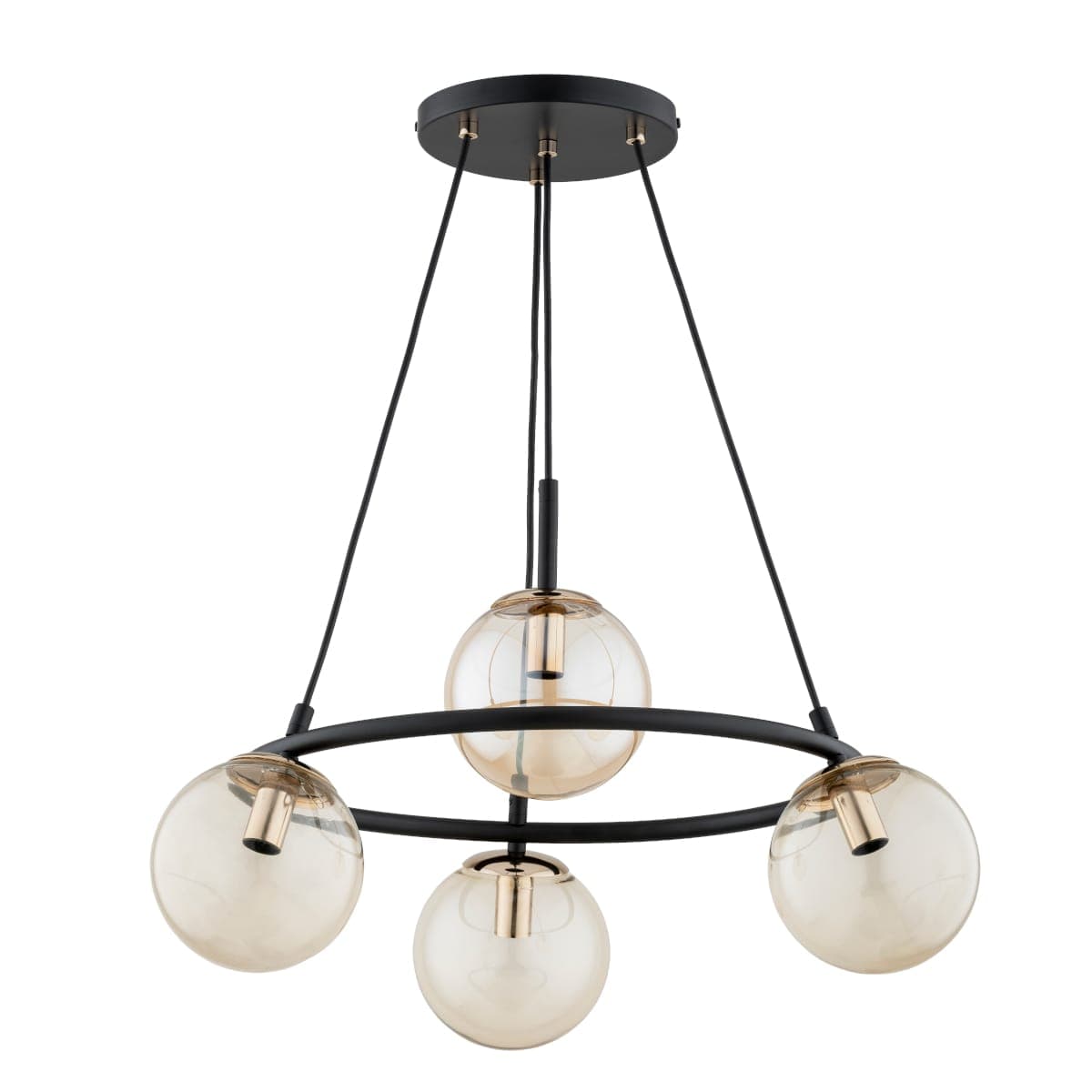 Lustra Pendul Alfa Ringo T4 Neagra & Aurie 4xE14