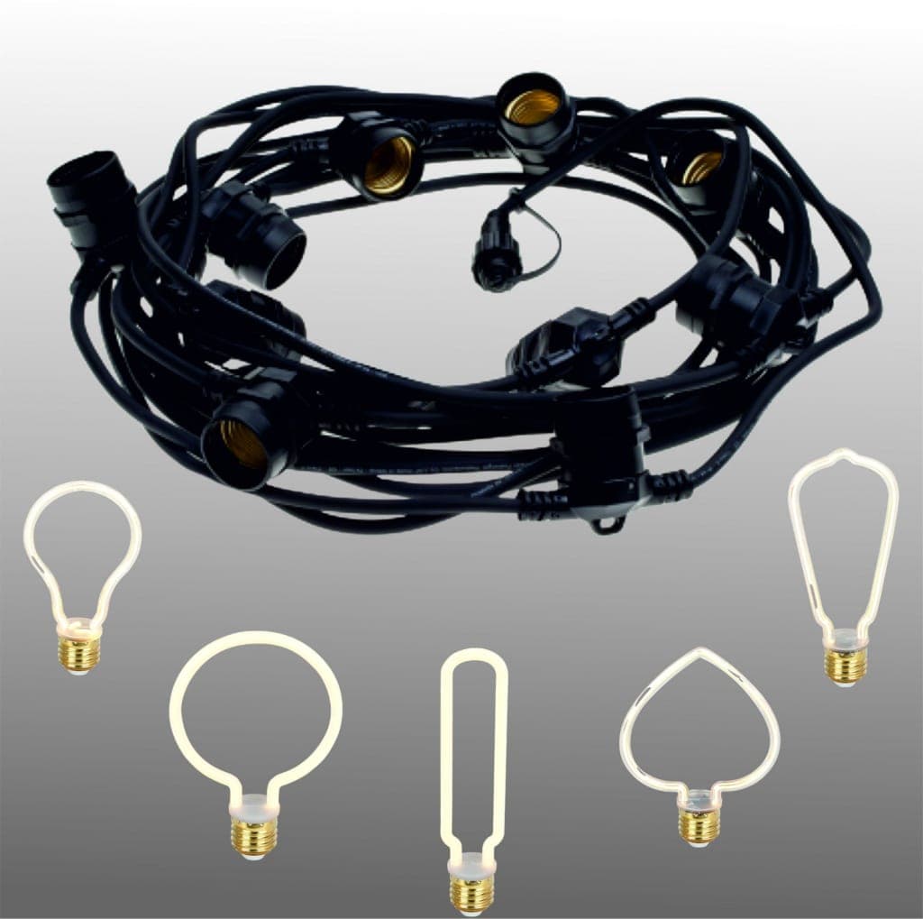 Ghirlanda de 10m cu 10 becuri LED E27, lumina calda.