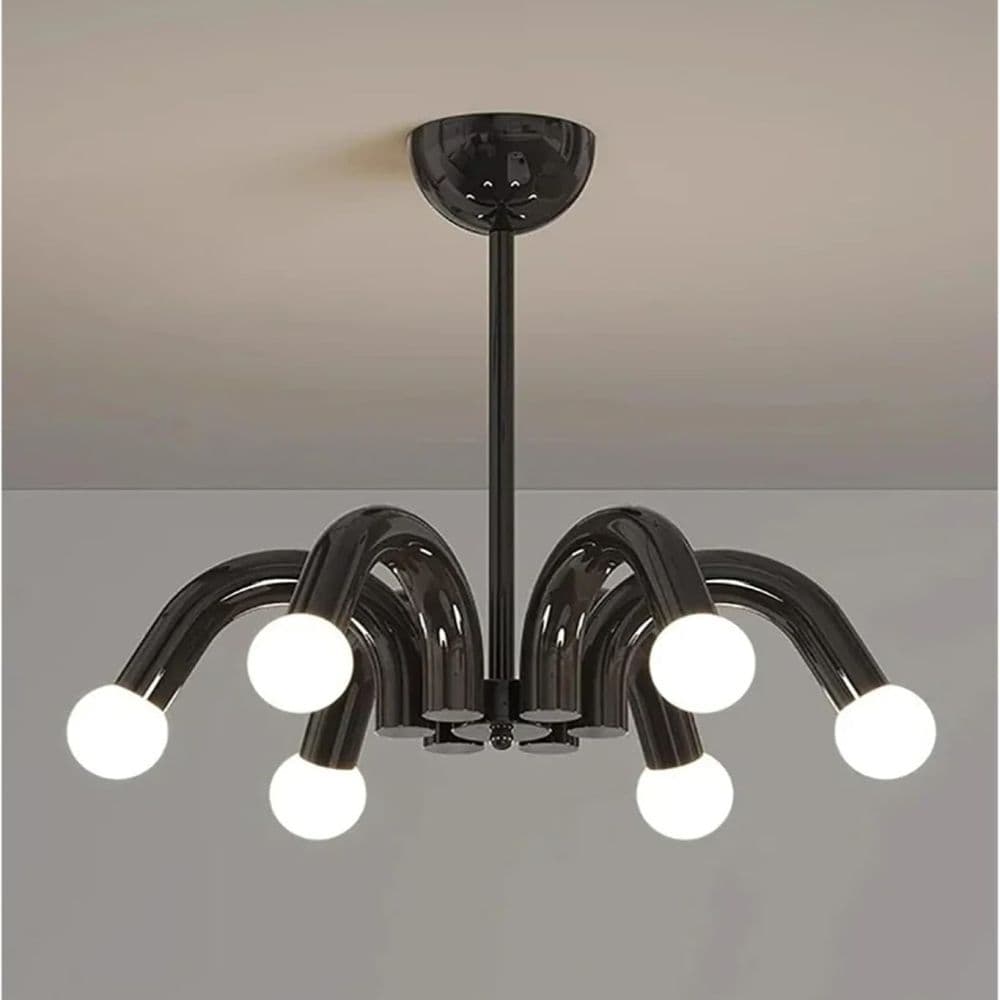 Lustra cu bec led 6xE27 neagra 54x65cm