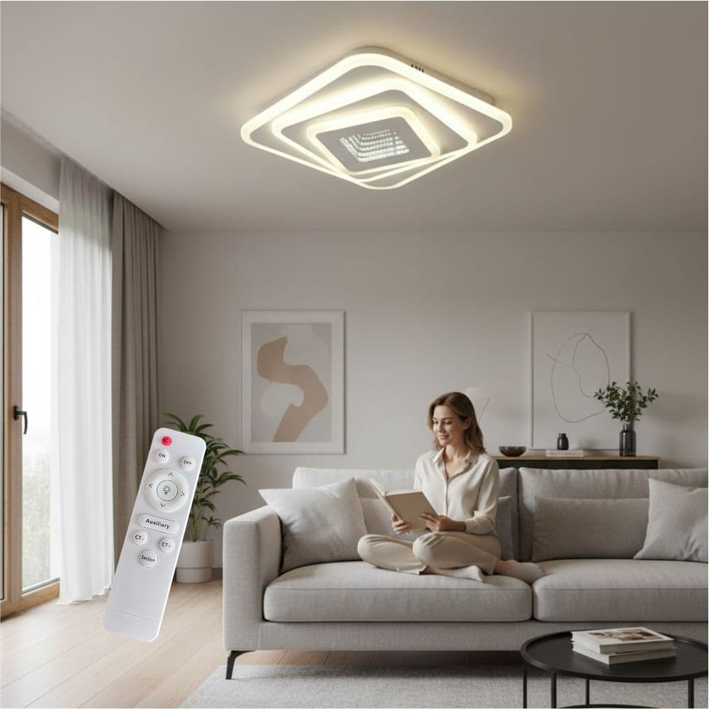 Plafoniera LED Naiad 96W, 400x400x55mm, 6100lm, 3000k/4000k/6500k