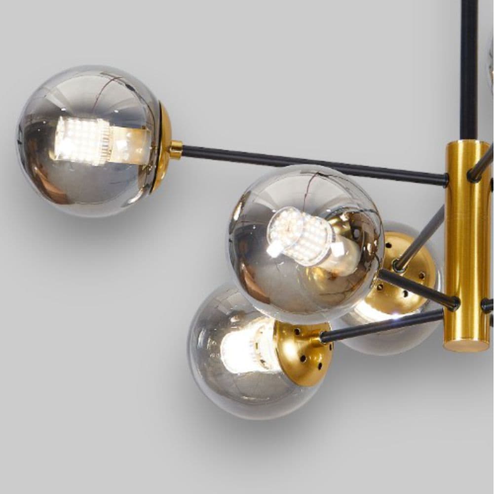 Lustra Suspendata Cu Abajur Hyperion 8, 80 x 74 cm, Glob Ø 13cm, 8x10W E27