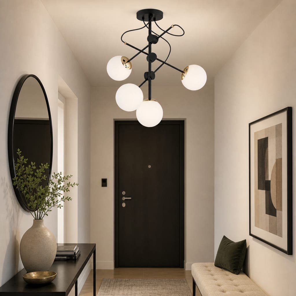 Lustra Alfa Olimp Neagra & Aurie 4 X E14